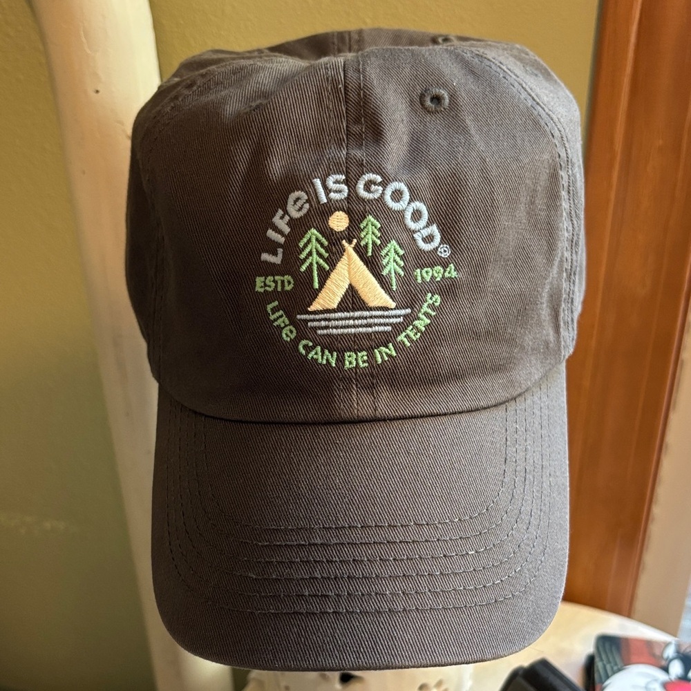 Life Is Good Gray Cap with Embroidered Design